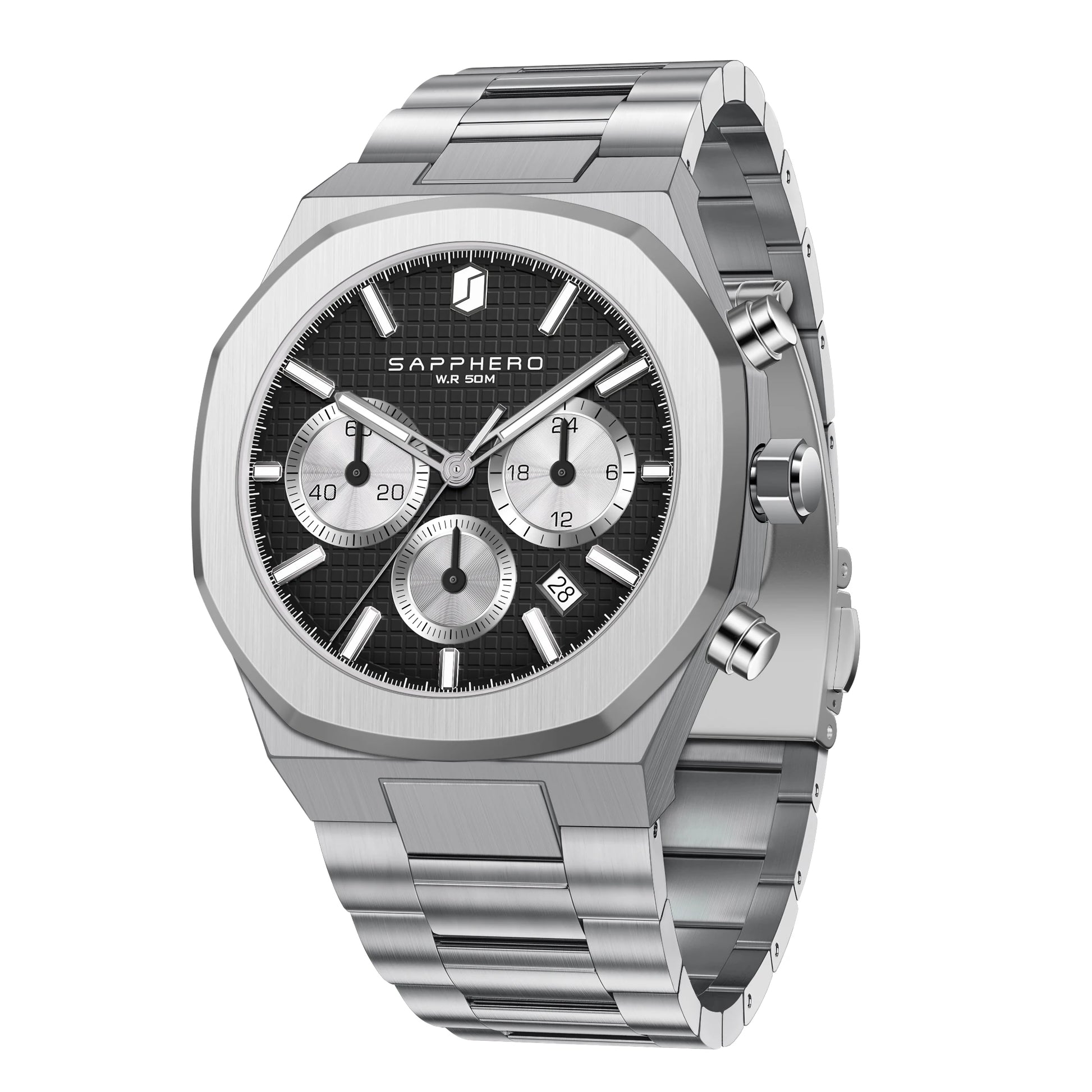 SAPPHERO Men's watch Stainless steel Waterproof men's watch Chronograph Business men's watch best gift clock