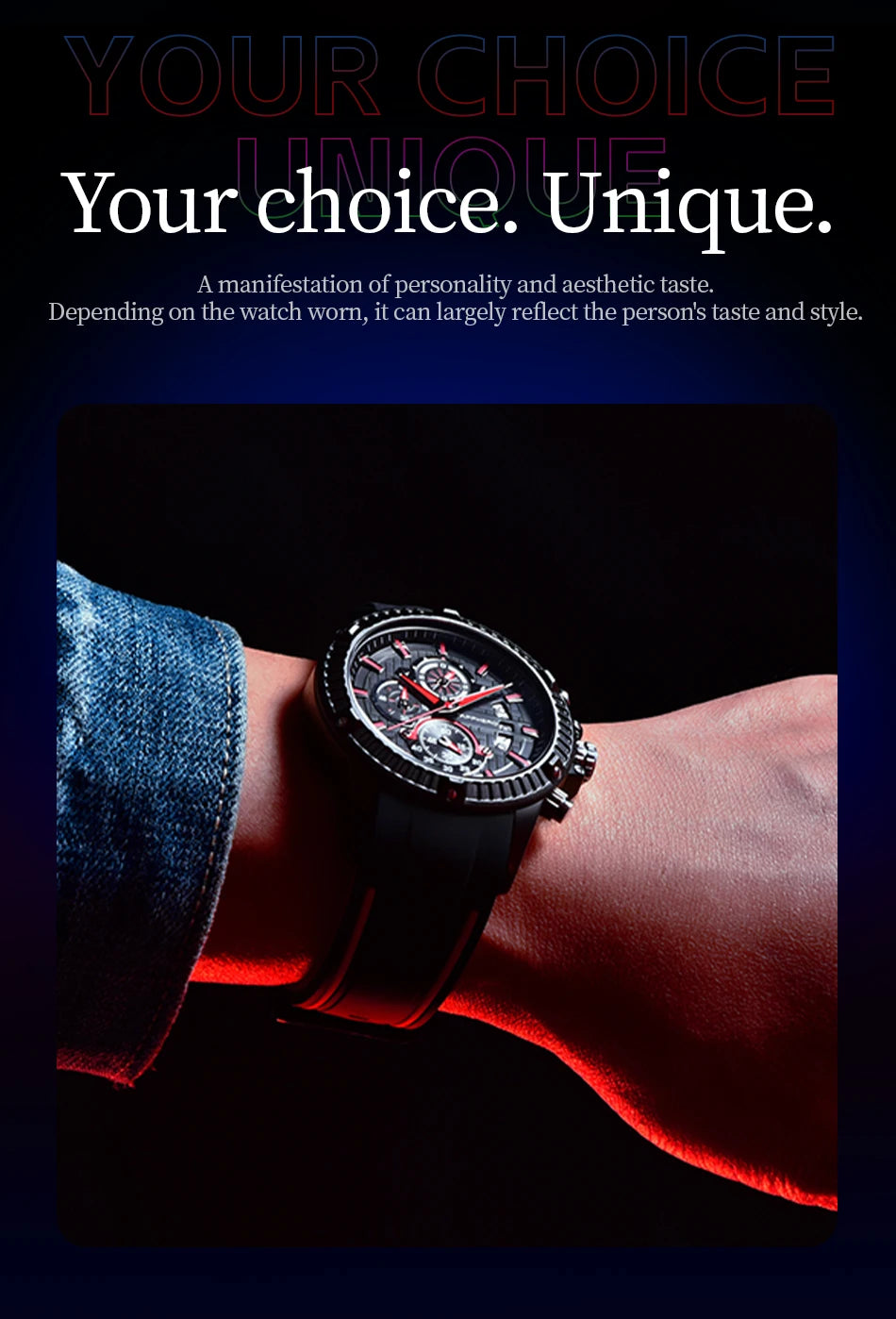 SAPPHERO Men's Quartz Watch Waterproof Sports Watch Silicone Strap Military Watch Luxury Brand Gift Clock Accurate Timepiece