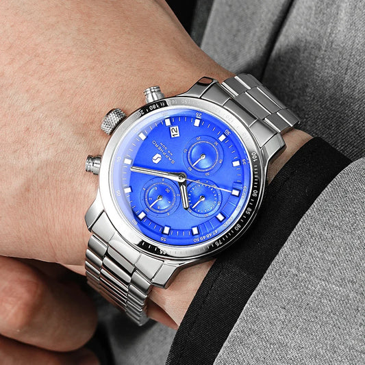 SAPPHERO Business Watch  Date Men's Wristwatch Simple Stainless Steel Watches 50m Waterproof Clock 2025 New Fashion Men's Gifts