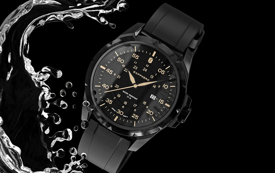 SAPPHERO Men Watch Luxury Quartz Clock 50M Waterproof Imported Movement Stainless Steel Watch Men's Gift Wristwatch