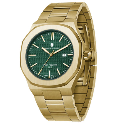 SAPPHERO Luxury Business Men's Watch Stainless Steel Waterproof Watch For Men Glowing Hand Date Function Tough Men Gift Watch