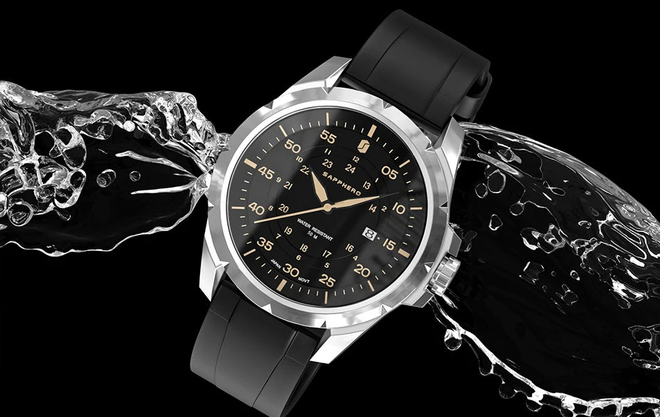 SAPPHERO Men Watch Luxury Quartz Clock 50M Waterproof Imported Movement Stainless Steel Watch Men's Gift Wristwatch