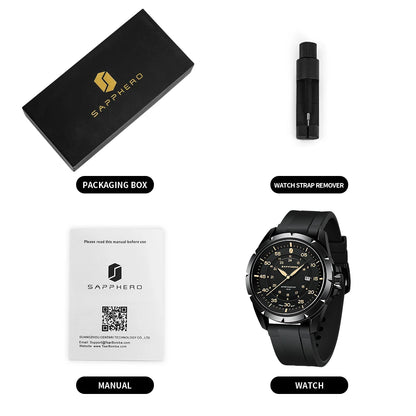 SAPPHERO Men Watch Luxury Quartz Clock 50M Waterproof Imported Movement Stainless Steel Watch Men's Gift Wristwatch