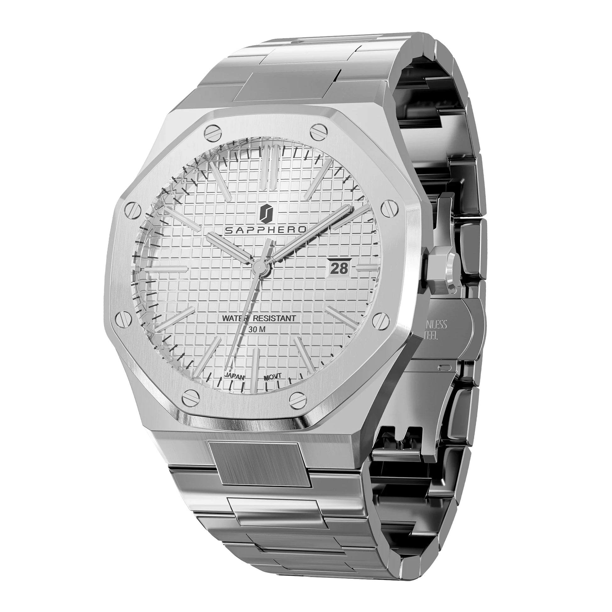 SAPPHERO Men's Business Stainless Steel Watch For Men Seiko Movement Classic Design Charming Men's Gift Waterproof Wrist Watch