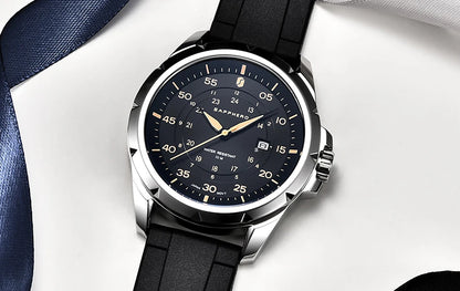 SAPPHERO Men Watch Luxury Quartz Clock 50M Waterproof Imported Movement Stainless Steel Watch Men's Gift Wristwatch