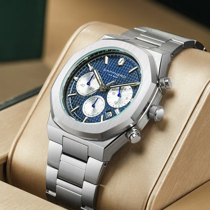 SAPPHERO Men's watch Stainless steel Waterproof men's watch Chronograph Business men's watch best gift clock