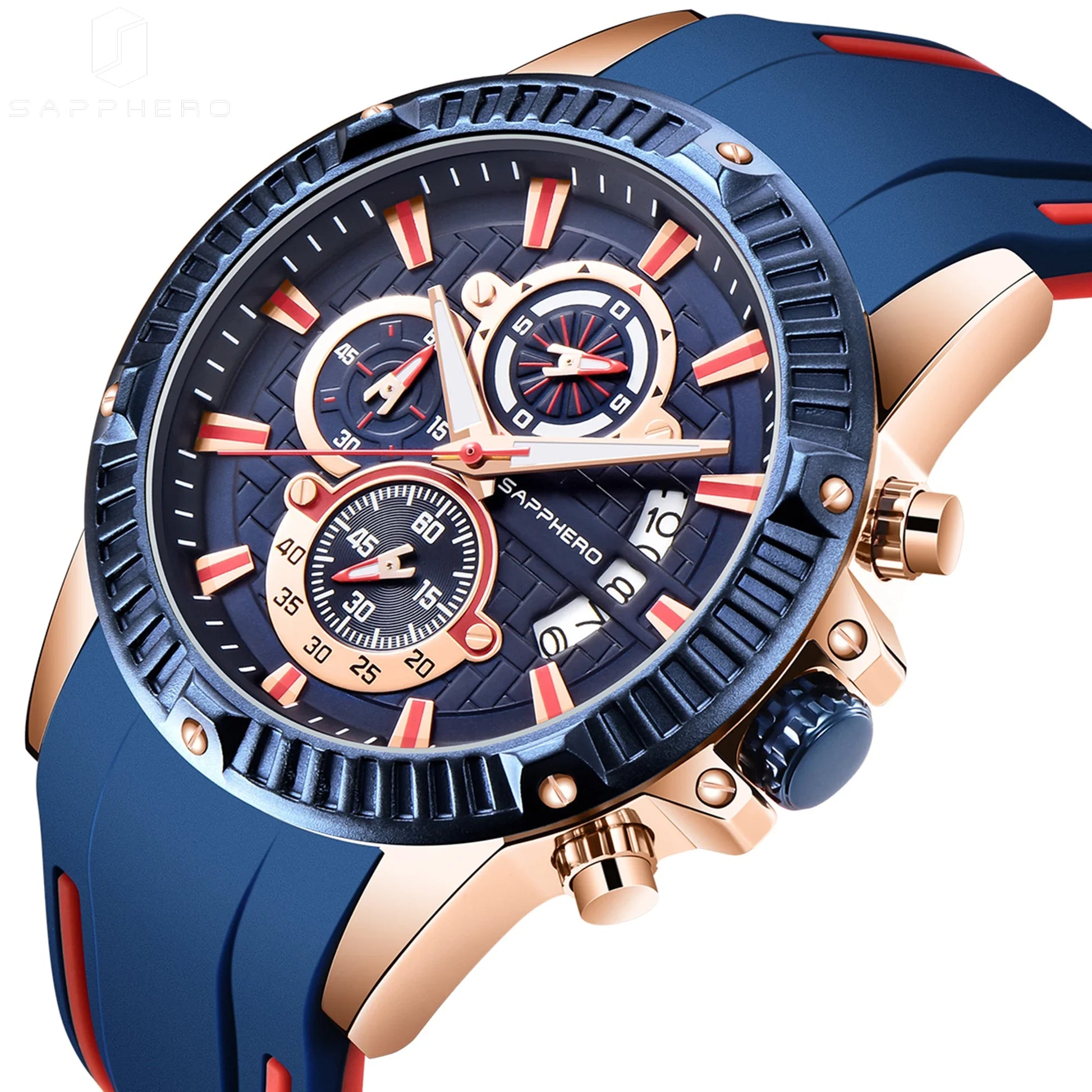 SAPPHERO Men's Quartz Watch Waterproof Sports Watch Silicone Strap Military Watch Luxury Brand Gift Clock Accurate Timepiece