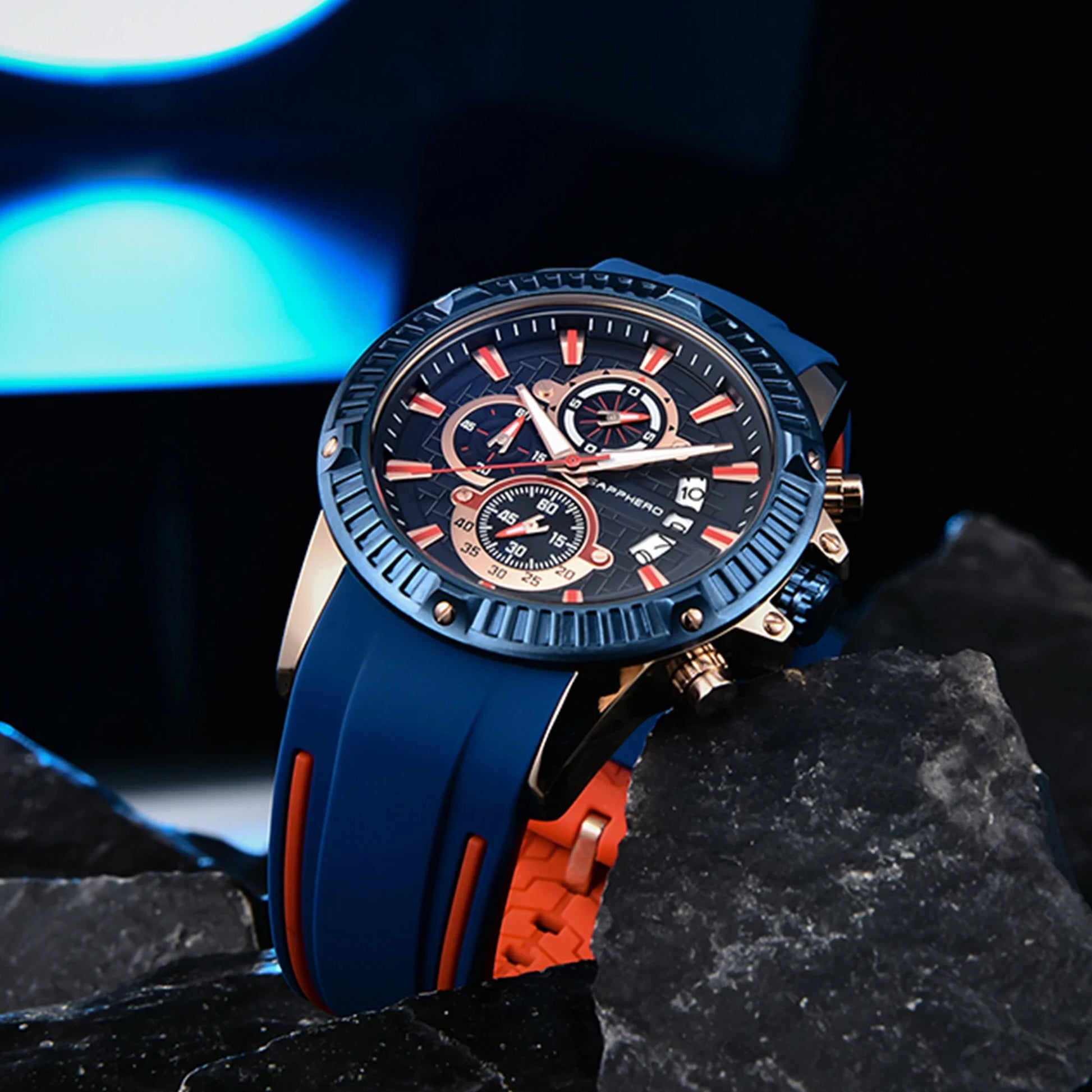 SAPPHERO Men's Quartz Watch Waterproof Sports Watch Silicone Strap Military Watch Luxury Brand Gift Clock Accurate Timepiece