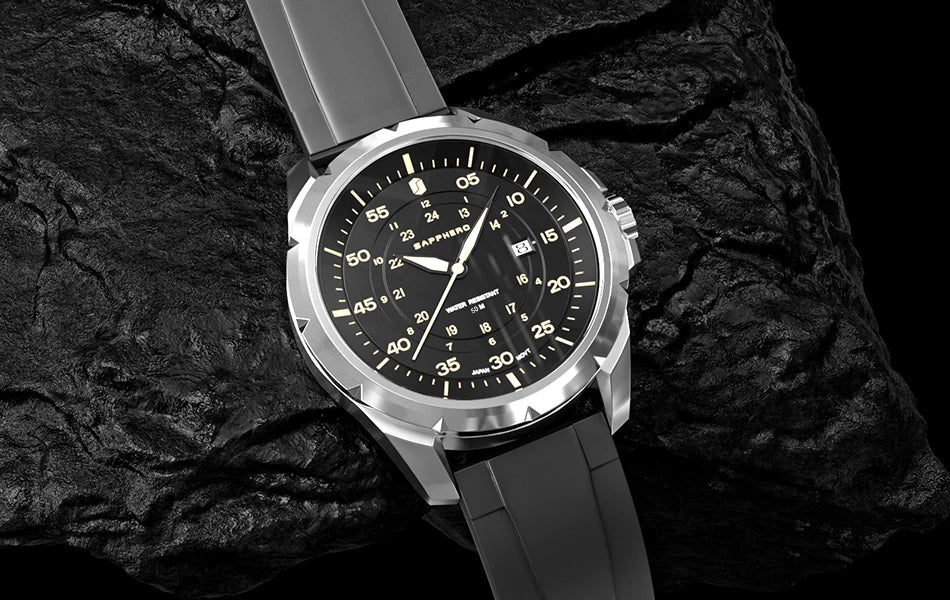 SAPPHERO Men Watch Luxury Quartz Clock 50M Waterproof Imported Movement Stainless Steel Watch Men's Gift Wristwatch