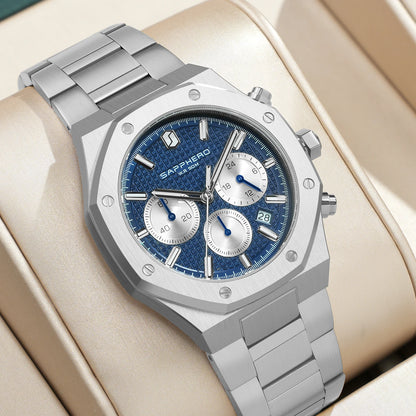 SAPPHERO Tough Men's Watch Business Style Stainless Steel Watch Waterproof Design Date Display Accurate Timer Excellent Gifts