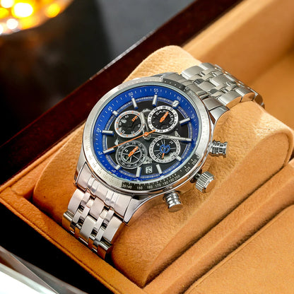 SAPPHERO Fashion Men Watch Mechanical Style Quartz Watch 50M Waterproof Clock Date Chronograph Watch  Gift Watch For Men