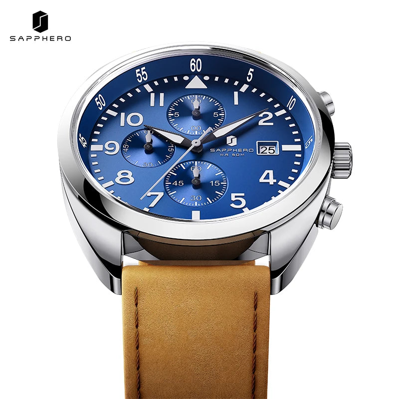 SAPPHERO Men's Quartz Watch Accurate 5ATM Waterproof Men's Watch Business Style Athleisure Watch Simple and Simple Design Clock