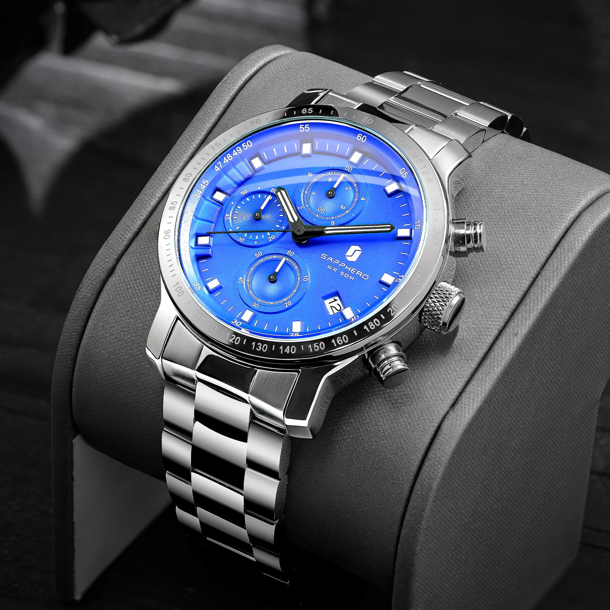 SAPPHERO Business Watch  Date Men's Wristwatch Simple Stainless Steel Watches 50m Waterproof Clock 2025 New Fashion Men's Gifts