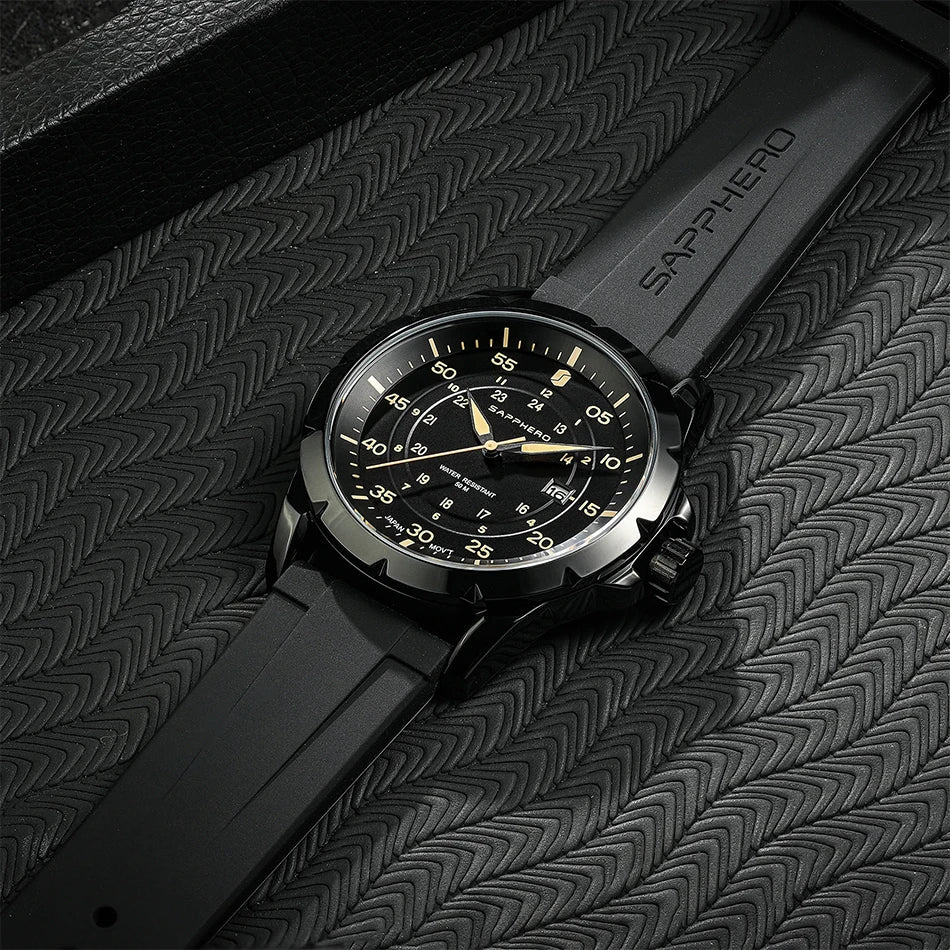 SAPPHERO Men Watch Luxury Quartz Clock 50M Waterproof Imported Movement Stainless Steel Watch Men's Gift Wristwatch