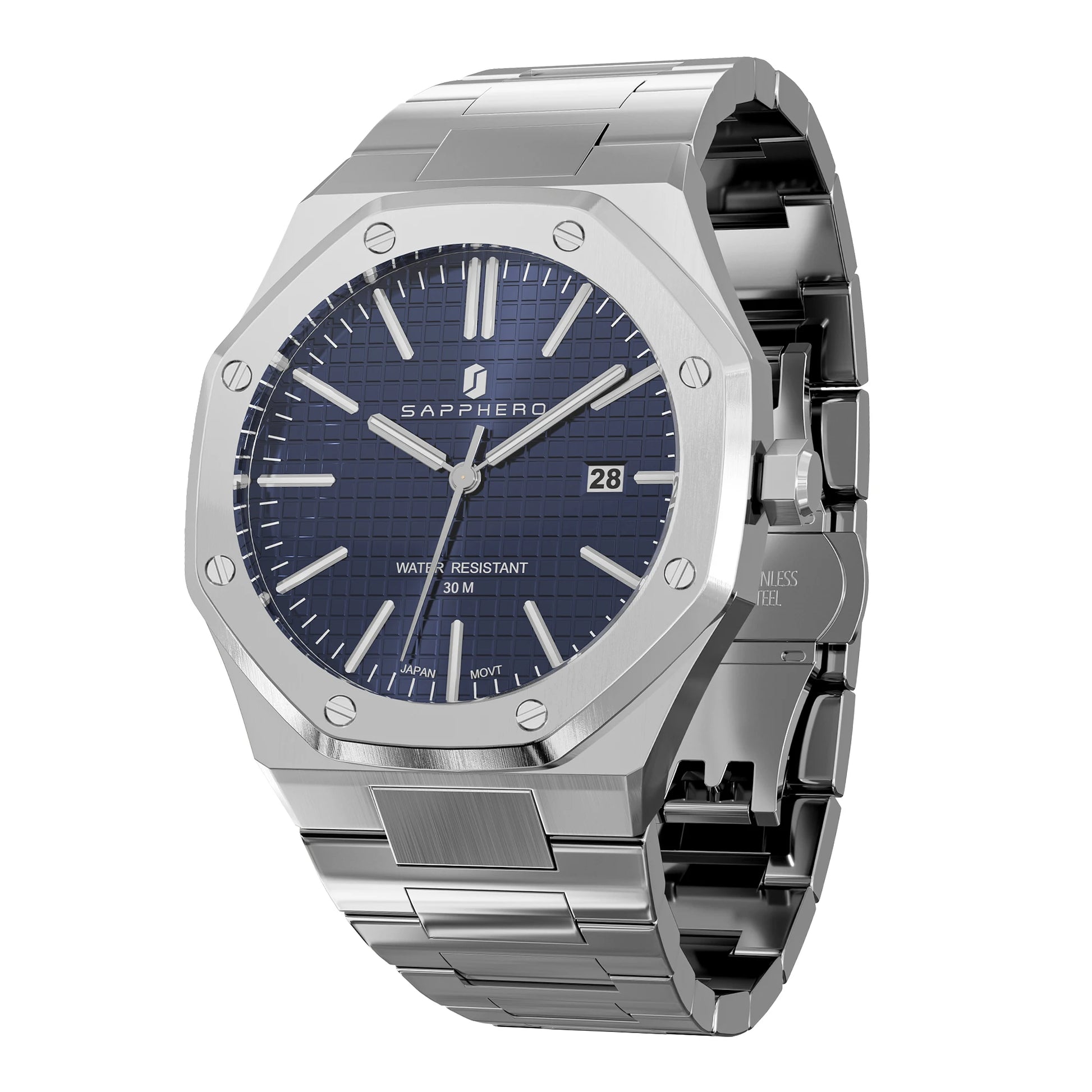 SAPPHERO Men's Business Stainless Steel Watch For Men Seiko Movement Classic Design Charming Men's Gift Waterproof Wrist Watch