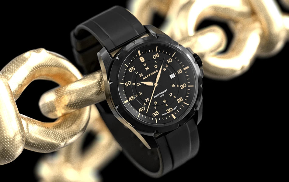 SAPPHERO Men Watch Luxury Quartz Clock 50M Waterproof Imported Movement Stainless Steel Watch Men's Gift Wristwatch