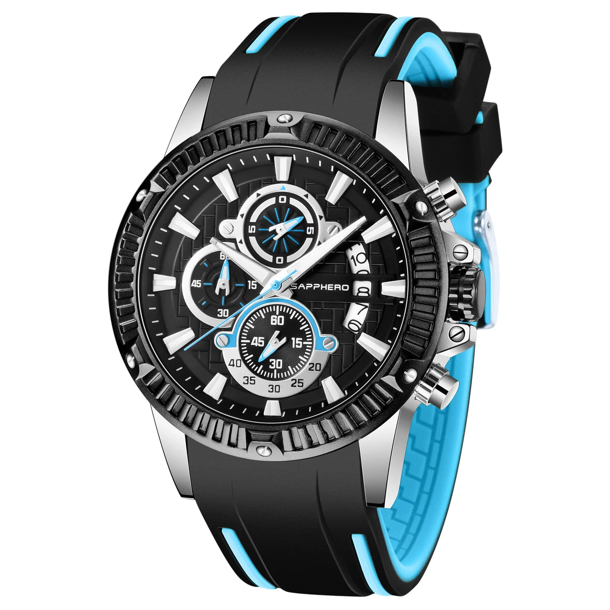 SAPPHERO Men's Quartz Watch Waterproof Sports Watch Silicone Strap Military Watch Luxury Brand Gift Clock Accurate Timepiece