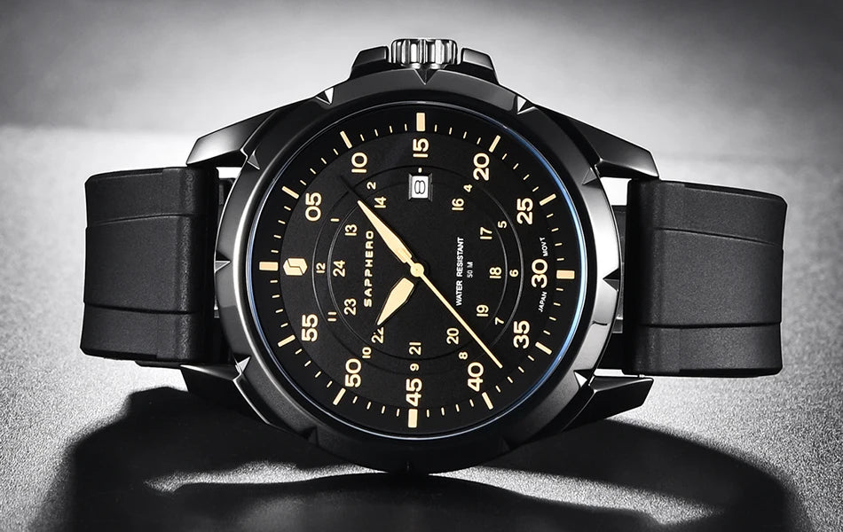 SAPPHERO Men Watch Luxury Quartz Clock 50M Waterproof Imported Movement Stainless Steel Watch Men's Gift Wristwatch