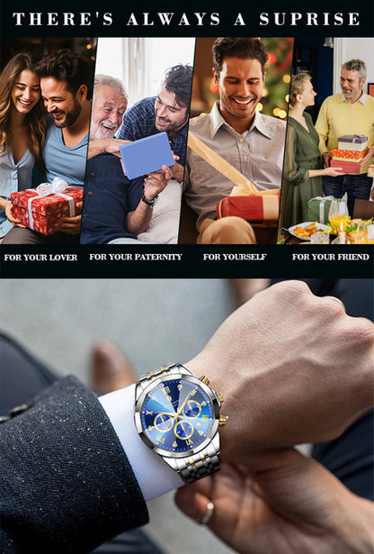 SAPPHERO Business Men's Watch Stainless Steel Watch 5 ATM Luminous Watch Date Display Tough Men's Gift Watch For Men