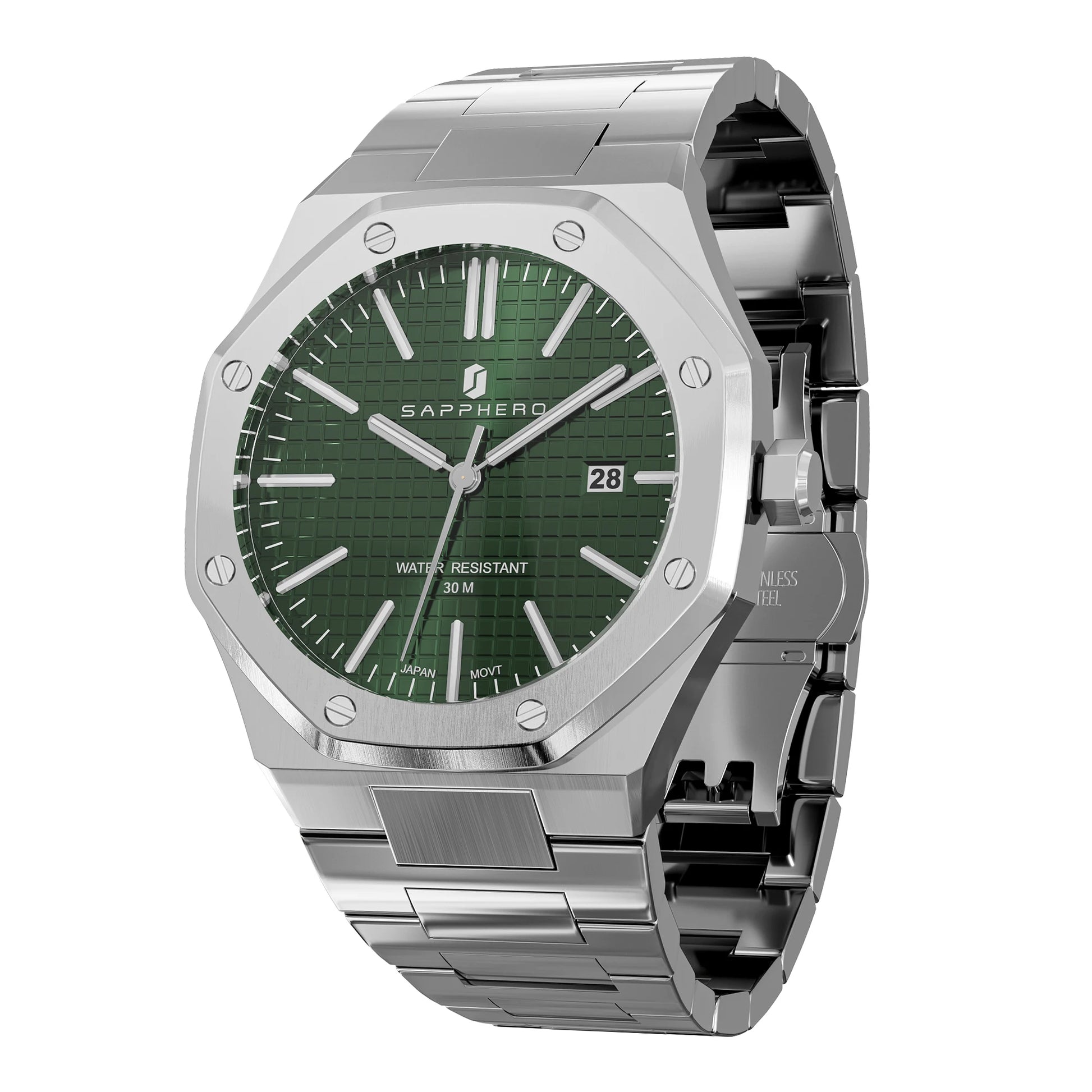 SAPPHERO Men's Business Stainless Steel Watch For Men Seiko Movement Classic Design Charming Men's Gift Waterproof Wrist Watch