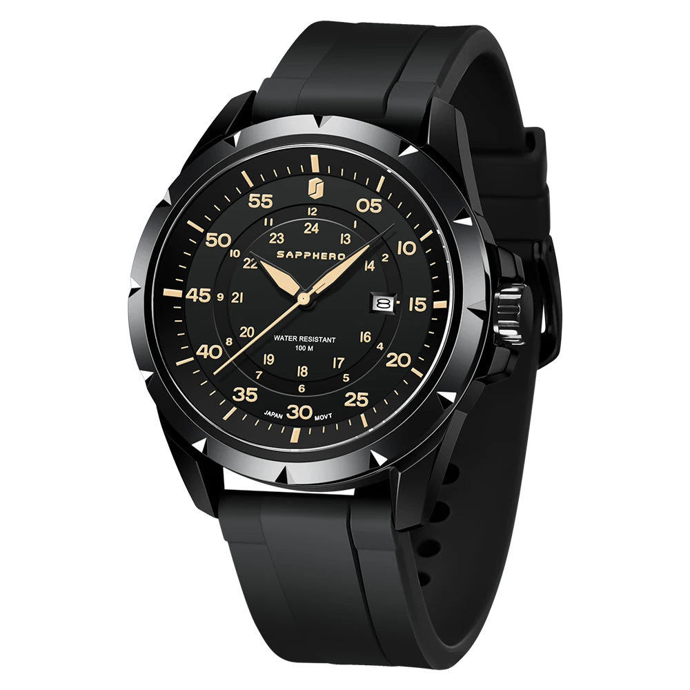 SAPPHERO Men Watch Luxury Quartz Clock 50M Waterproof Imported Movement Stainless Steel Watch Men's Gift Wristwatch