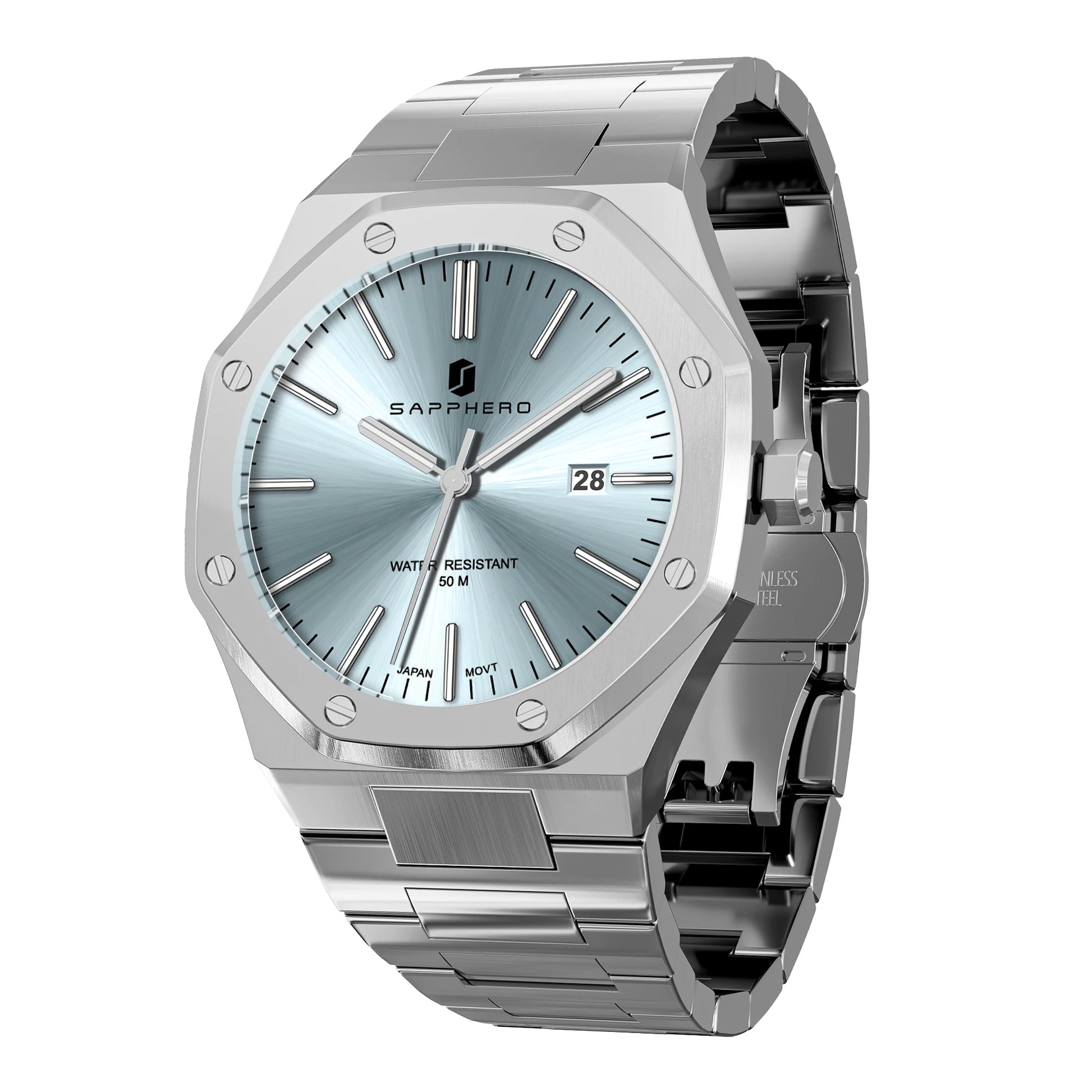 SAPPHERO Men's Business Stainless Steel Watch For Men Seiko Movement Classic Design Charming Men's Gift Waterproof Wrist Watch