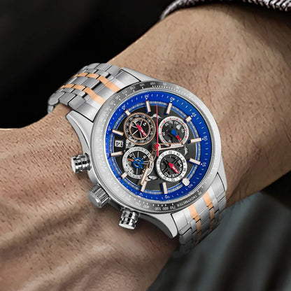SAPPHERO Fashion Men Watch Mechanical Style Quartz Watch 50M Waterproof Clock Date Chronograph Watch  Gift Watch For Men