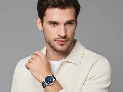 SAPPHERO Men's Business Watches Stainless Steel Strap Date Display & Chronograph Function Waterproof Men's Watch Rose Gold Watch