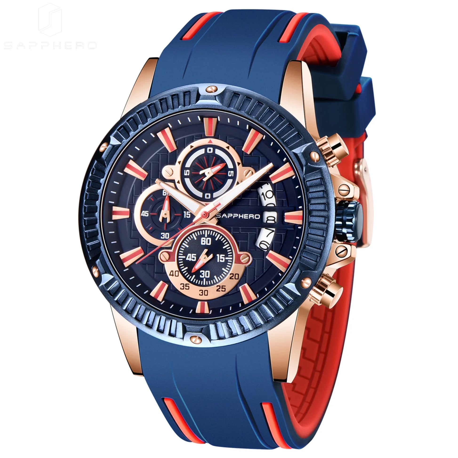 SAPPHERO Men's Quartz Watch Waterproof Sports Watch Silicone Strap Military Watch Luxury Brand Gift Clock Accurate Timepiece