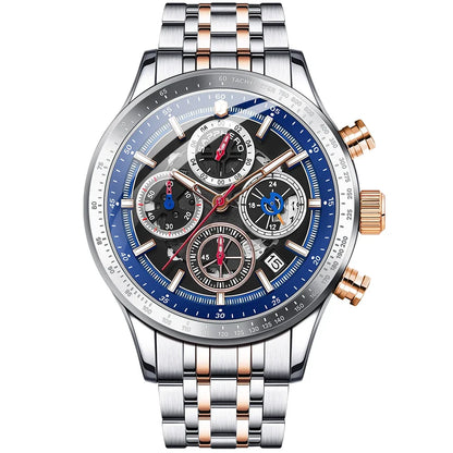SAPPHERO Fashion Men Watch Mechanical Style Quartz Watch 50M Waterproof Clock Date Chronograph Watch  Gift Watch For Men