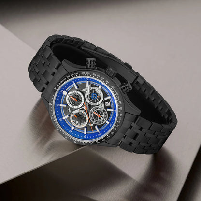 SAPPHERO Fashion Men Watch Mechanical Style Quartz Watch 50M Waterproof Clock Date Chronograph Watch  Gift Watch For Men