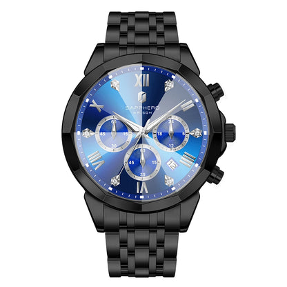 SAPPHERO Business Men's Watch Stainless Steel Watch 5 ATM Luminous Watch Date Display Tough Men's Gift Watch For Men