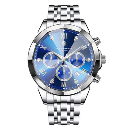 SAPPHERO Business Men's Watch Stainless Steel Watch 5 ATM Luminous Watch Date Display Tough Men's Gift Watch For Men