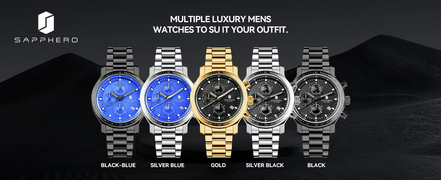 SAPPHERO Business Watch  Date Men's Wristwatch Simple Stainless Steel Watches 50m Waterproof Clock 2025 New Fashion Men's Gifts