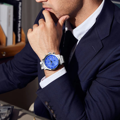 SAPPHERO Business Watch  Date Men's Wristwatch Simple Stainless Steel Watches 50m Waterproof Clock 2025 New Fashion Men's Gifts