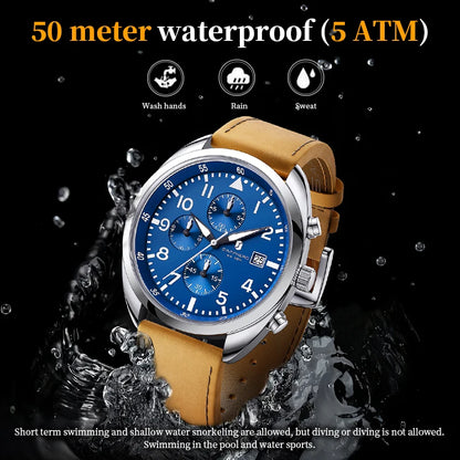 SAPPHERO Men's Quartz Watch Accurate 5ATM Waterproof Men's Watch Business Style Athleisure Watch Simple and Simple Design Clock