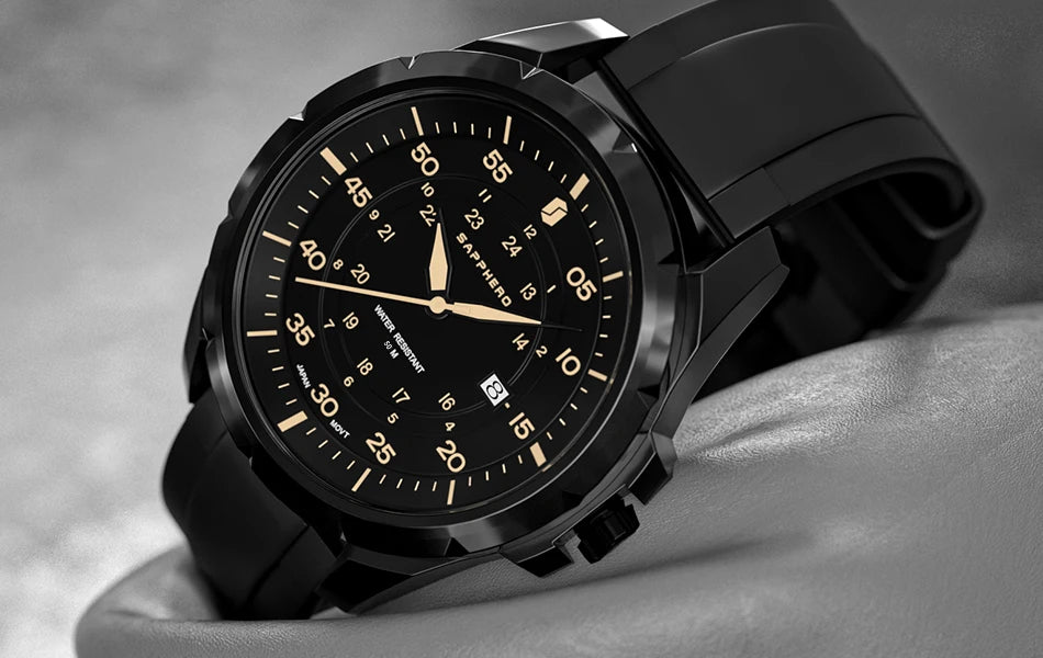 SAPPHERO Men Watch Luxury Quartz Clock 50M Waterproof Imported Movement Stainless Steel Watch Men's Gift Wristwatch