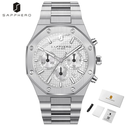 SAPPHERO Tough Men's Watch Business Style Stainless Steel Watch Waterproof Design Date Display Accurate Timer Excellent Gifts
