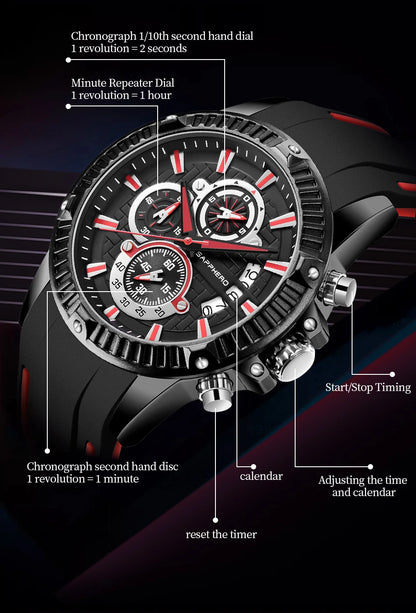 SAPPHERO Men's Quartz Watch Waterproof Sports Watch Silicone Strap Military Watch Luxury Brand Gift Clock Accurate Timepiece