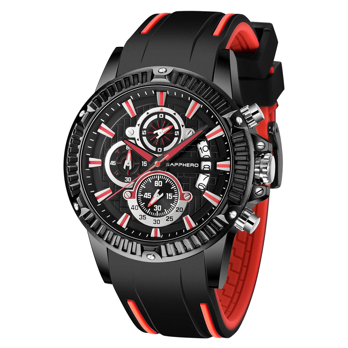SAPPHERO Men's Quartz Watch Waterproof Sports Watch Silicone Strap Military Watch Luxury Brand Gift Clock Accurate Timepiece
