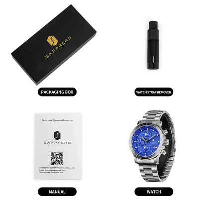 SAPPHERO Business Watch  Date Men's Wristwatch Simple Stainless Steel Watches 50m Waterproof Clock 2025 New Fashion Men's Gifts