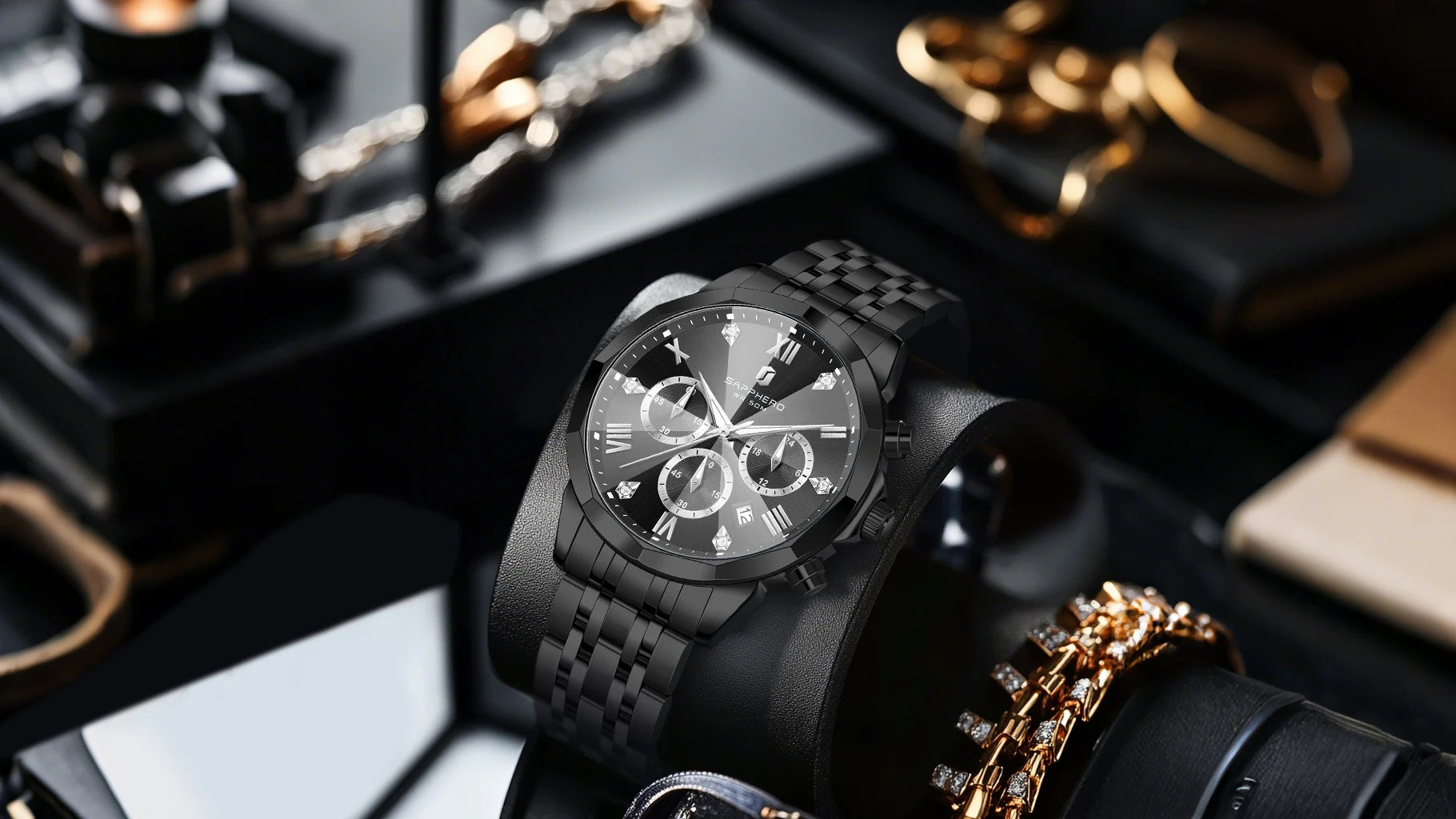 SAPPHERO Business Men's Watch Stainless Steel Watch 5 ATM Luminous Watch Date Display Tough Men's Gift Watch For Men