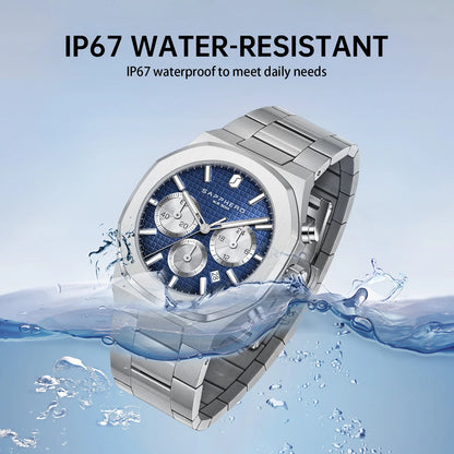 SAPPHERO Men's watch Stainless steel Waterproof men's watch Chronograph Business men's watch best gift clock