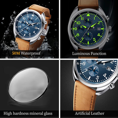 SAPPHERO Men's Quartz Watch Accurate 5ATM Waterproof Men's Watch Business Style Athleisure Watch Simple and Simple Design Clock