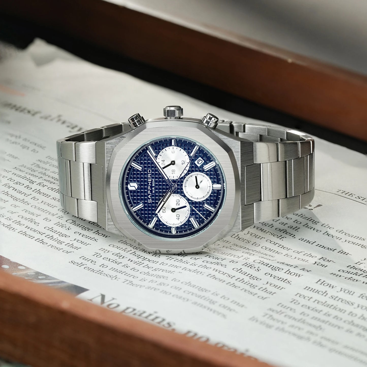SAPPHERO Men's watch Stainless steel Waterproof men's watch Chronograph Business men's watch best gift clock