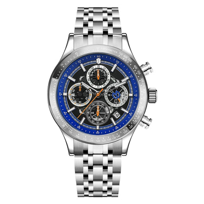 SAPPHERO Fashion Men Watch Mechanical Style Quartz Watch 50M Waterproof Clock Date Chronograph Watch  Gift Watch For Men