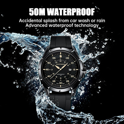 SAPPHERO Men Watch Luxury Quartz Clock 50M Waterproof Imported Movement Stainless Steel Watch Men's Gift Wristwatch
