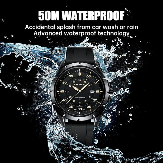 SAPPHERO Men Watch Luxury Quartz Clock 50M Waterproof Imported Movement Stainless Steel Watch Men's Gift Wristwatch