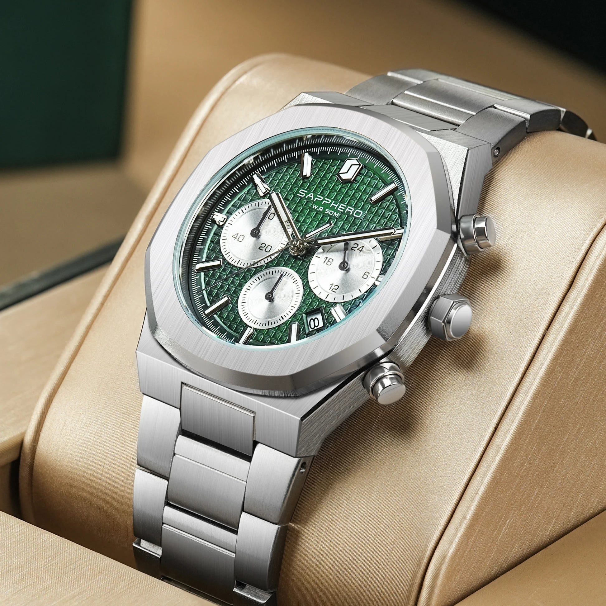 SAPPHERO Men's watch Stainless steel Waterproof men's watch Chronograph Business men's watch best gift clock