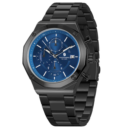 SAPPHERO Rose Gold Men Watch Fashion Luxury Clock Stainless Steel Watch 50m Water Resistance Watch For Men New Year Gifts